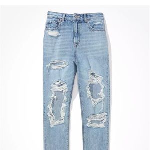 AMERICAN EAGLE HIGH WAISTED DARK BLUE STRETCH MOM JEANS SZ 10